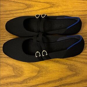 Rothy’s The Double Buckle Mary Jane Flats Blue heel stripe